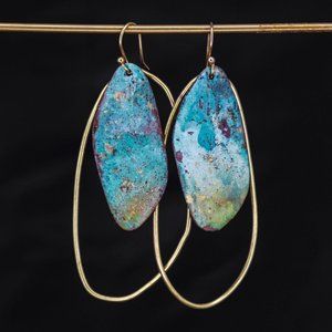 Abstract Blue and Gold Earrings